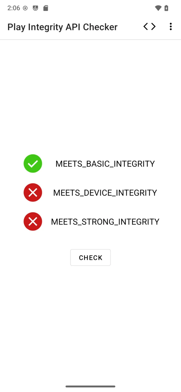 Play Integrity 检测应用显示基础校验通过的真实界面